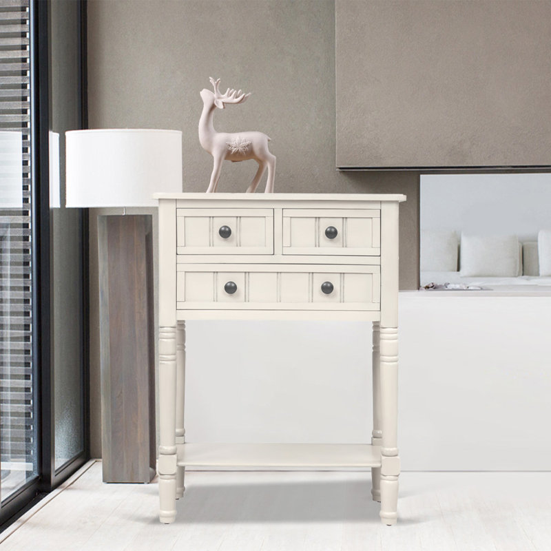 Rascoe 3 - Drawer Nightstand, Ivory White