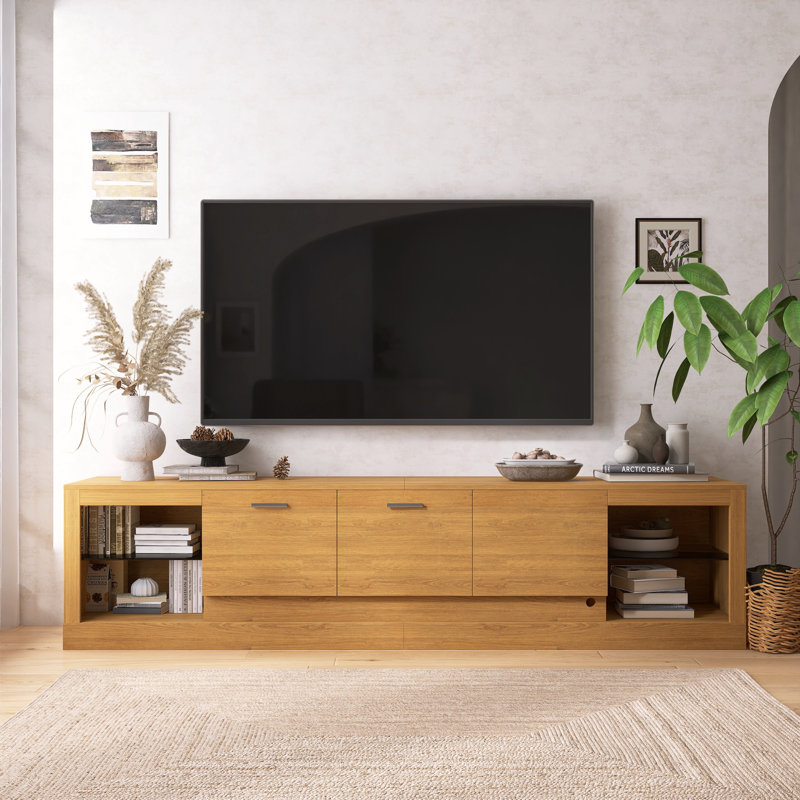 Meuble télé 78 po avec 6 armoires et 2 compartiments ouverts