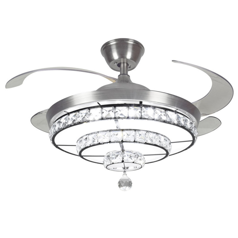 Ventilateur de plafond à 3 pales en cristal avec télécommande et ensemble d'éclairage inclus Abdu