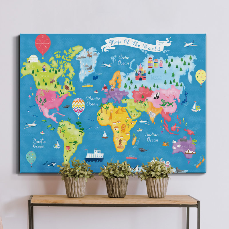 Voyage autour du monde - reproduction sur toile tendue, H 27 po x l 18 po x P 1 po