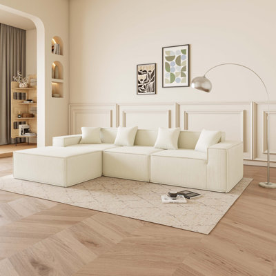 Canapé modulaire en forme de L avec méridienne réversible et coussins de siège profond Boneless