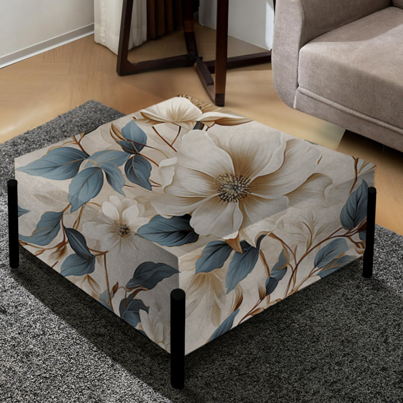 Vintage Flora II - Grand repose-pieds carré Plants