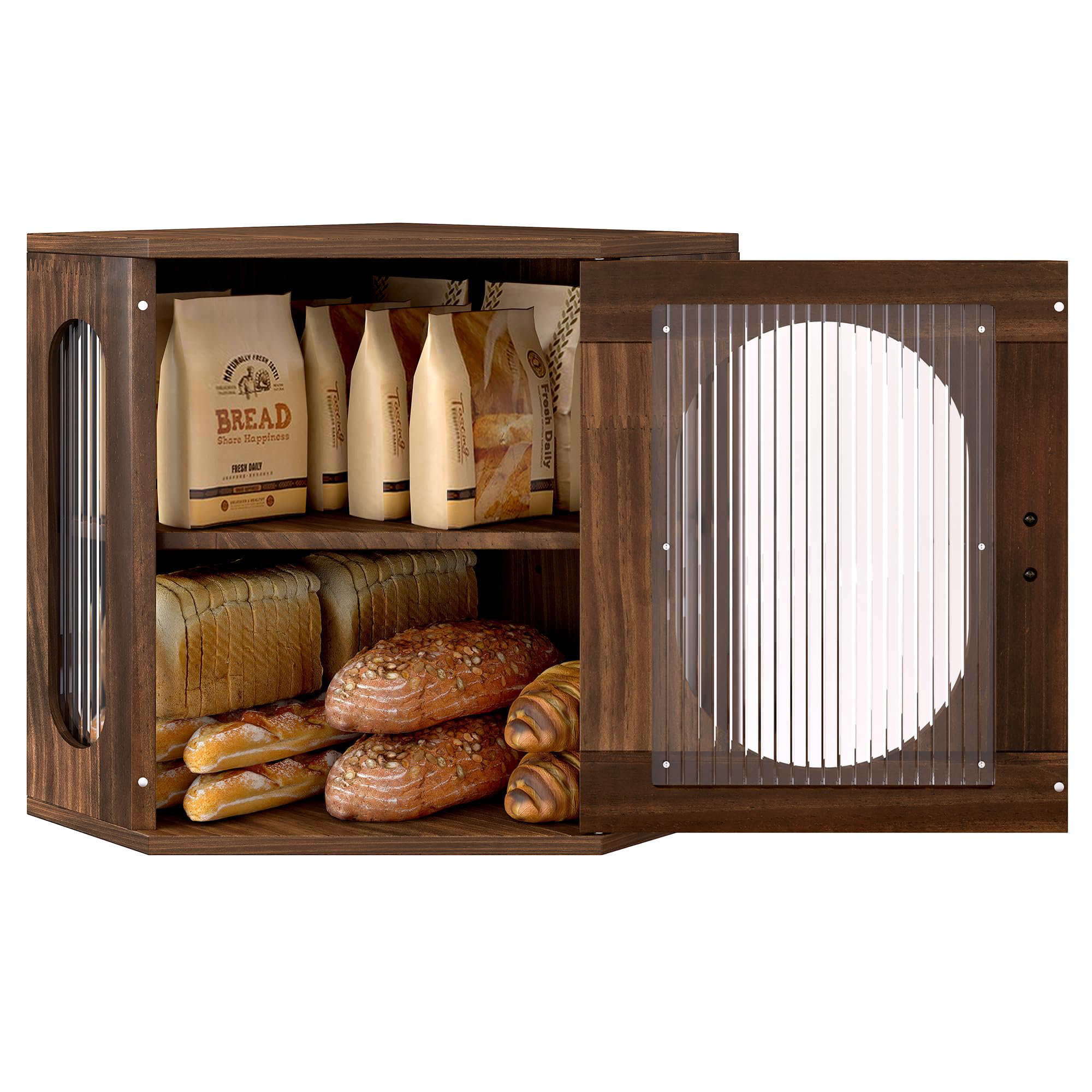 GALICJA Bretto Boîte à Pain En Bois Moderne Et Rétro - Boîte De Rangement Pour Pain - 38 X 29 X