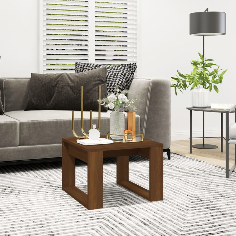 Table d'appoint carrée en bois d'ingénierie minimaliste, Brun