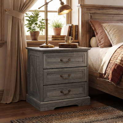 3-Drawer Nightstand With Built-In Outlet