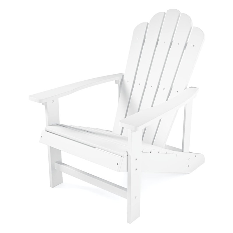 Adirondack Chair, Outdoor Oversized Patio Chair Poly Lumber Weather Resistant & Durable Fire Pits Chair, White, 1