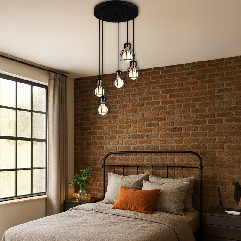 Luminaire suspendu en métal à hauteur réglable 5 lumières