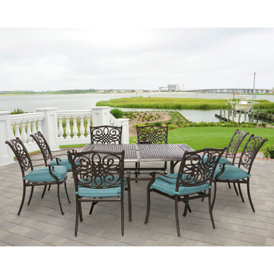 8 - Person Patio Dining Set with Square Table , Cushions Included
