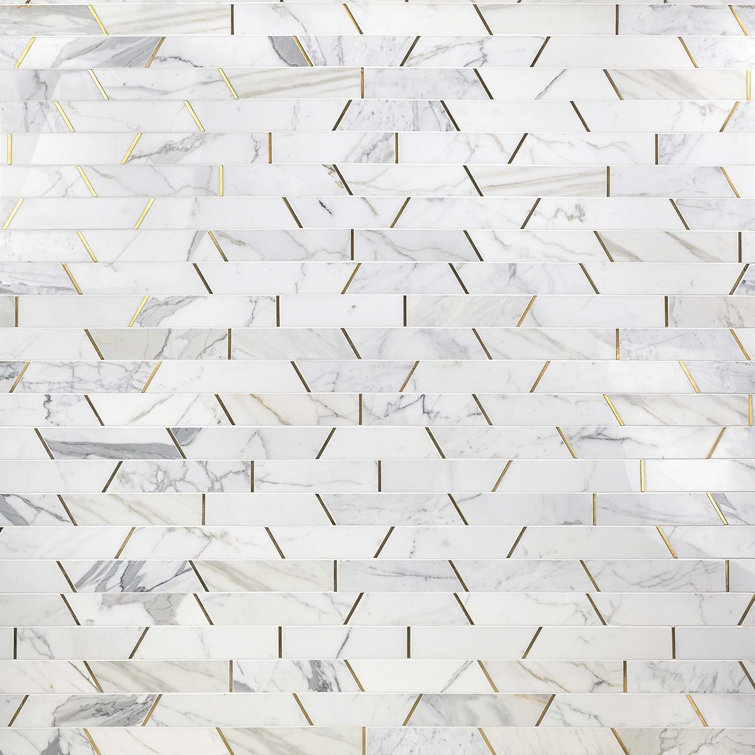 Matrix Trapezoid Marble And Brass Tile
