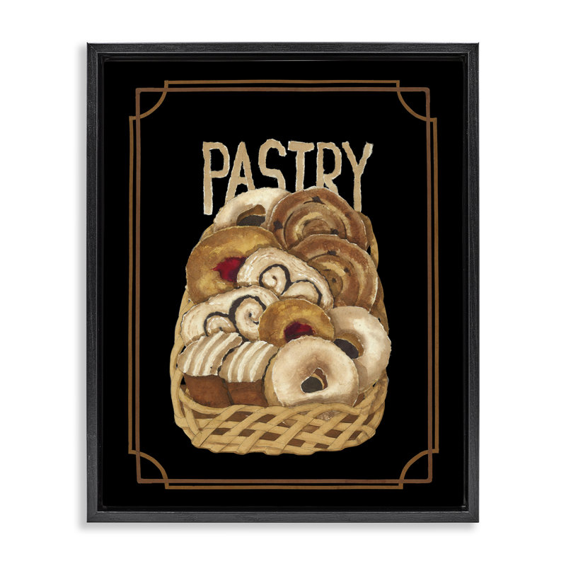 Art mural sur toile flottant traditionnel "Traditional Pasty Basket" par Nancy Overton, Cadre flottant noir de jais