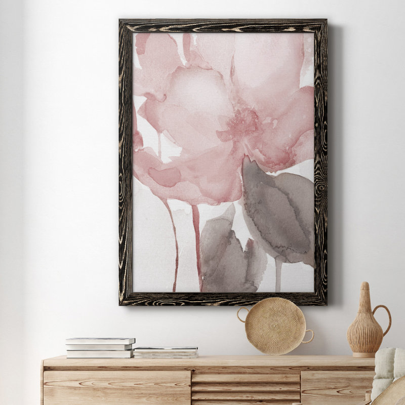 Blush Bloom II - peinture sur toile encadrée, H 20 po x l 17 po x P 1,5 po, Noir
