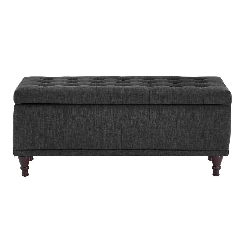 Klaus Polyester Blend Upholstered Storage Bench, Black