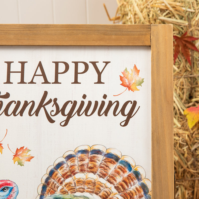 Rustic Fall Wooden Easel Porch Sign with Thanksgiving Message