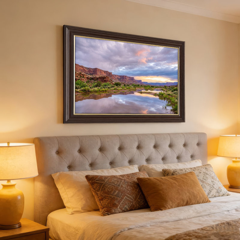 Art mural antique sur toile encadré doré pour le salon, la chambre à coucher, le bureau ou le vestibule - Décoration murale décorative avec ciel du désert