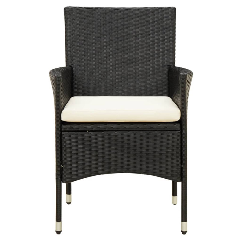 Chaise de patio avec coussin, Noir / brun, Blanc