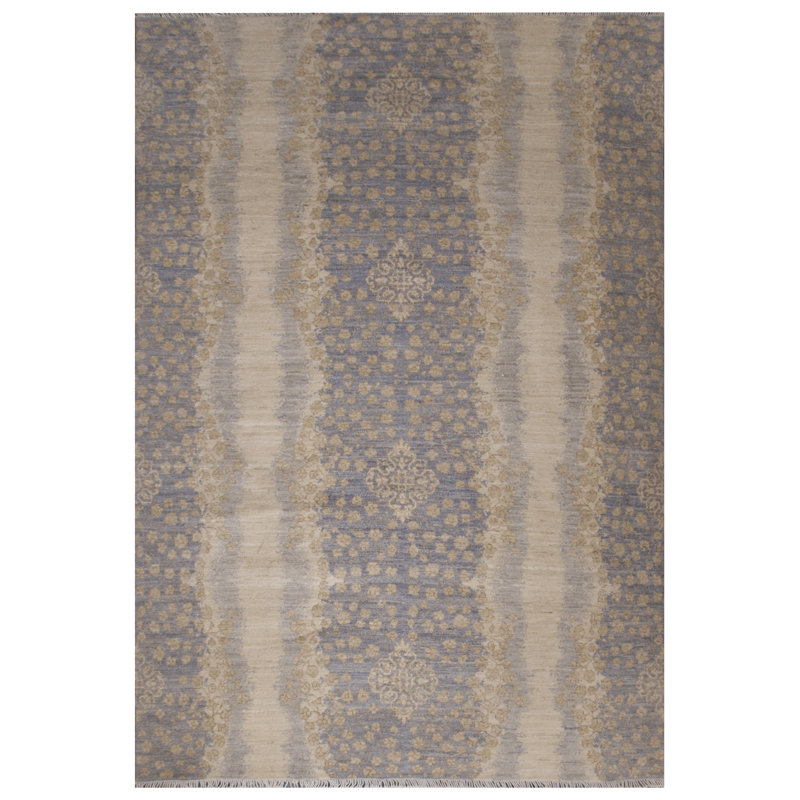 Tapis brun en laine noué à la main de conception unique 6 pi x 9 pi