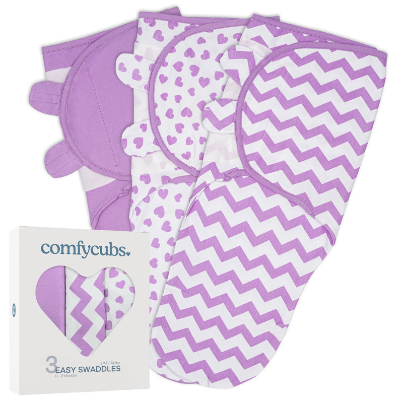 Comfy Cubs Swaddle Blanket Baby Girl Boy Easy Adjustable 3 Pack Infant Sleep Sack Wrap Newborn Babies, Small (0-3 month)