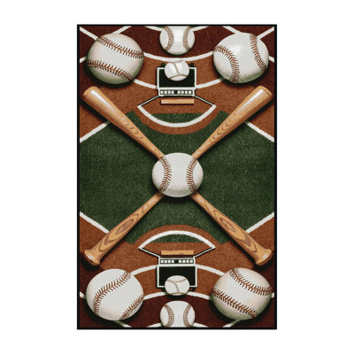 Washable Baseball Sports Area Rug