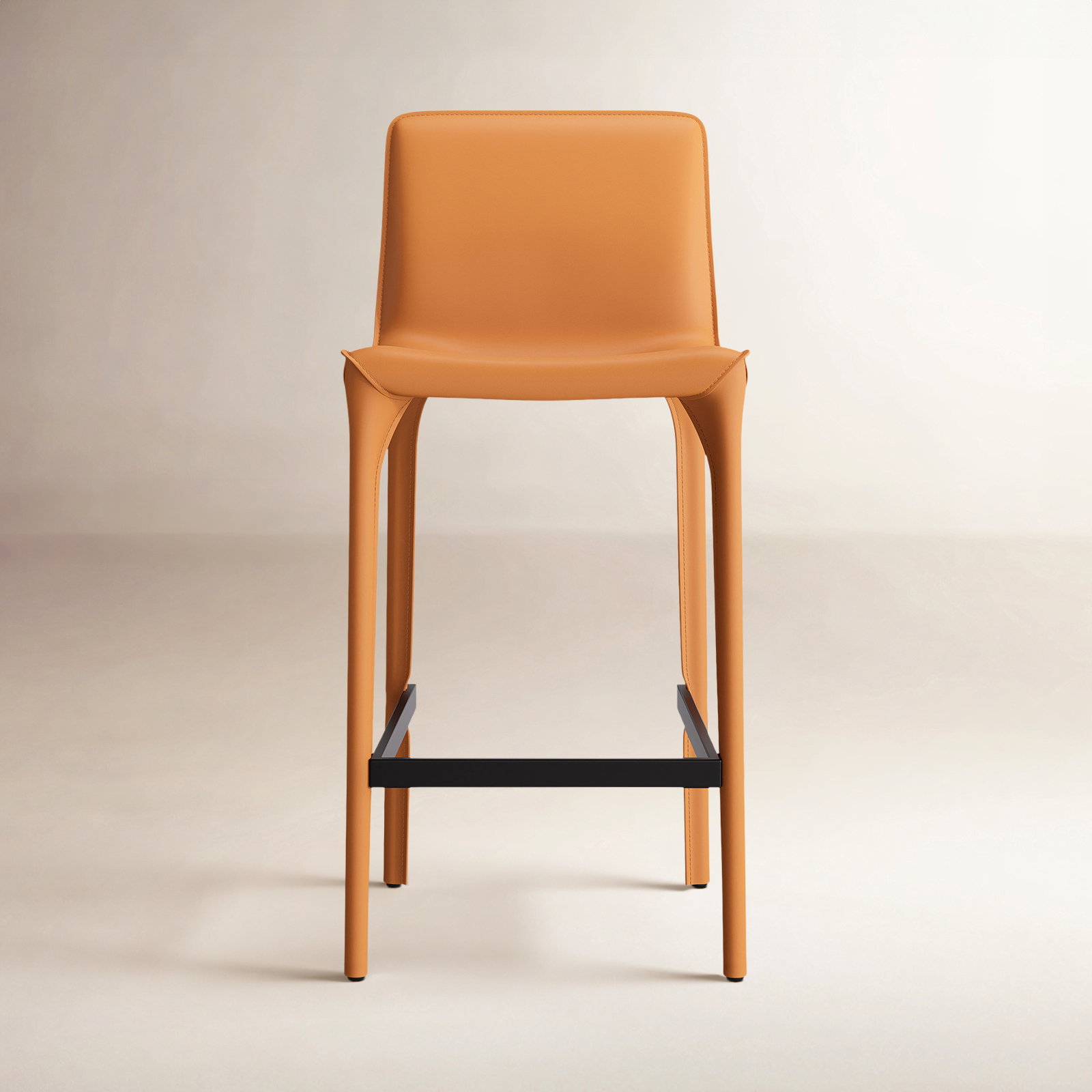 Vannes Vegan Leather Barstool, Orange, 4