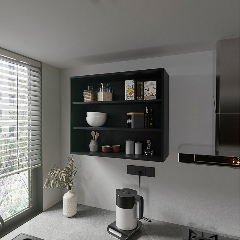 Meeker Wall Cabinet, Kitchen, Black, Black