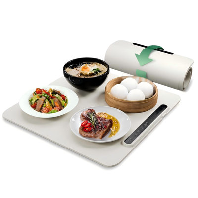 Tapis chauffant pour aliments - Chauffe-plats électriques - Chauffage rapide, 3 niveaux de chaleur, grande surface, température constante - Plateau chauffant portatif en silicone pour les repas