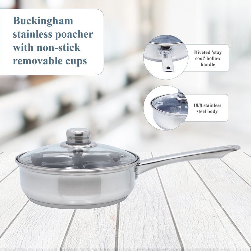 Buckingham Four Hole Egg Poacher Induction Stainless Steel 20 cm 