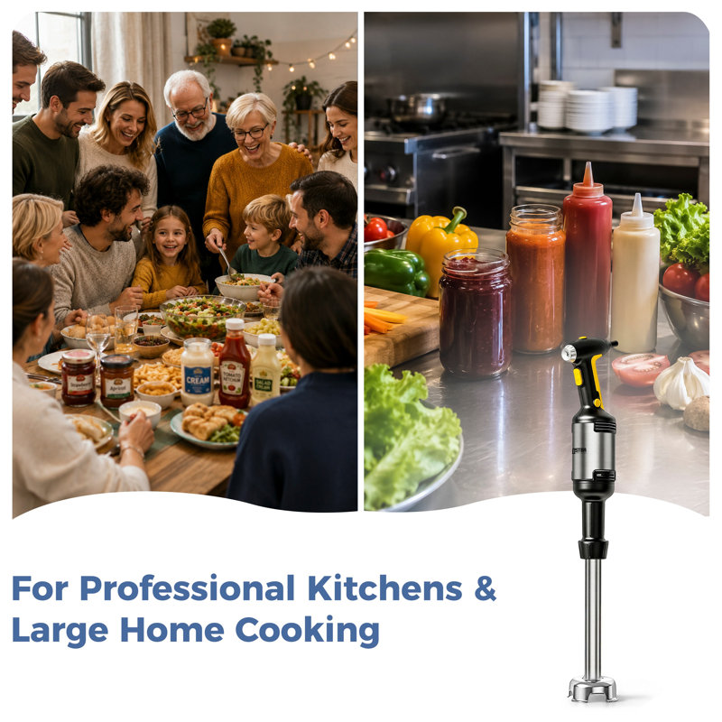 Mélangeur plongeant professionnel de 500 W avec tige extensible de 40 cm pour les cuisines professionnelles