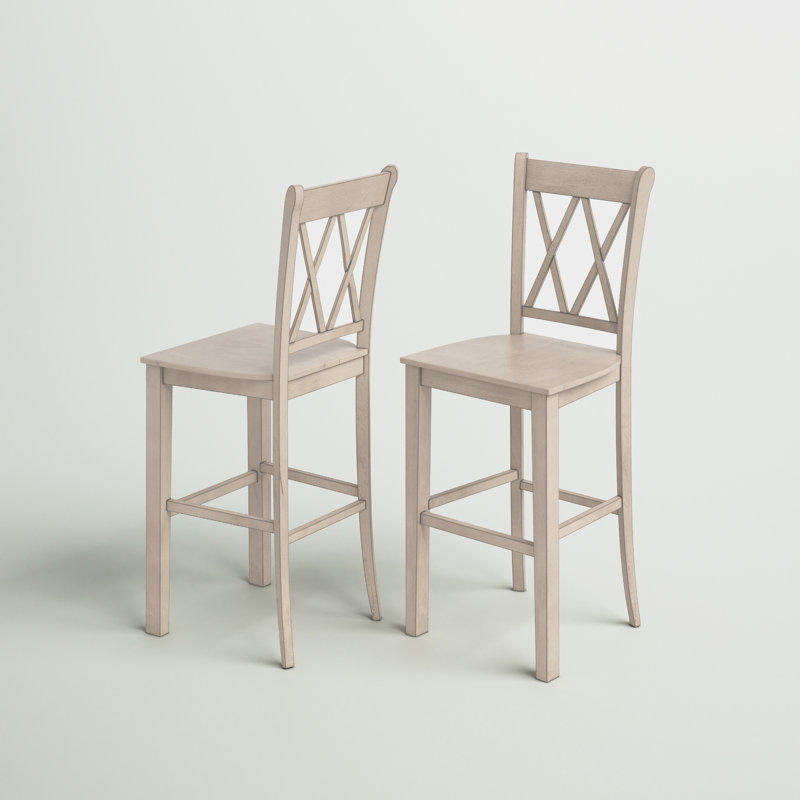 Fortville Solid Wood Counter/Bar Stool, Antique White, Bar Stool (29" Seat Height)