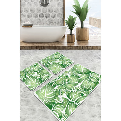 Antibacterial Bathmat Set (3 Pieces), Non-Slip Polyester, 23.6 x 39.4 inches (1 Piece) & 19.7 x 23.6 inches (2 Pieces) | Machine Washable, 700 GSM | Perfect for Bathroom Safety & Comfort, Easy Care Design