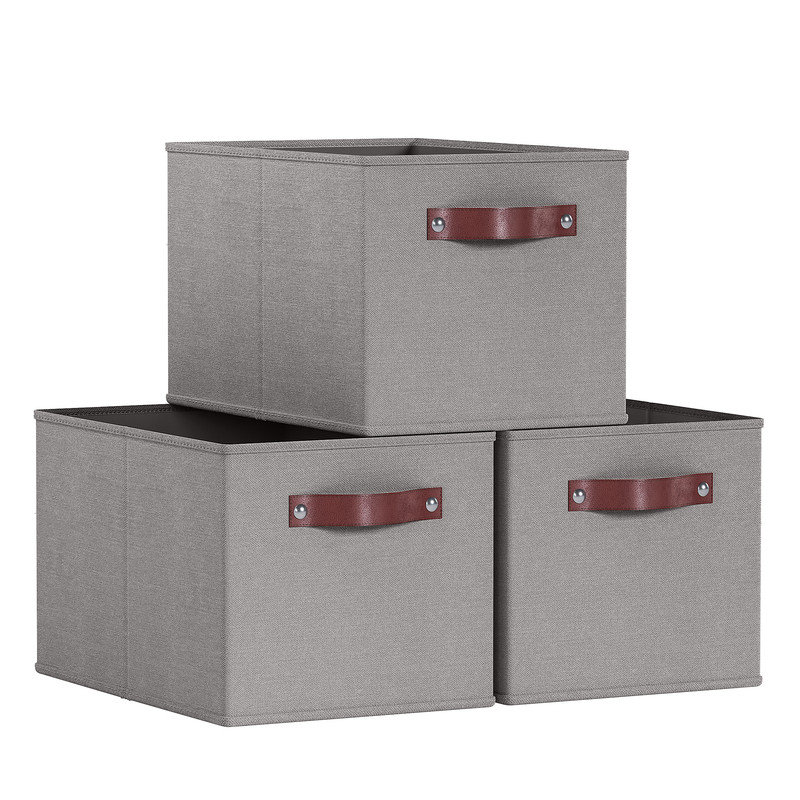 Latitude Run® Fabric and Cardboard / Paper Decorative Bin, 9" H x 10" W x 15" D, Gray