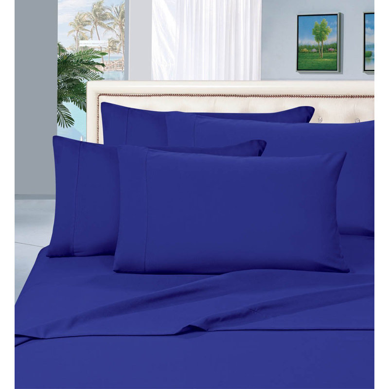 Ensemble de draps en polyester 1500 fils, Ensemble de draps pour lit très grand californien, Bleu royal