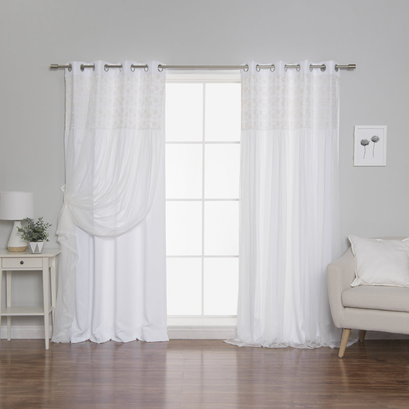 Room Darkening Curtain Pair, White, 52"W x 84"L