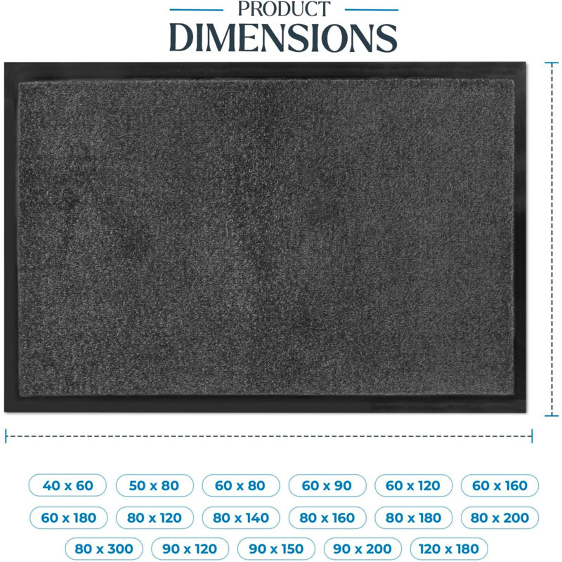 Non-Slip No Holiday Doormat, Black, 60cm W x 80cm L