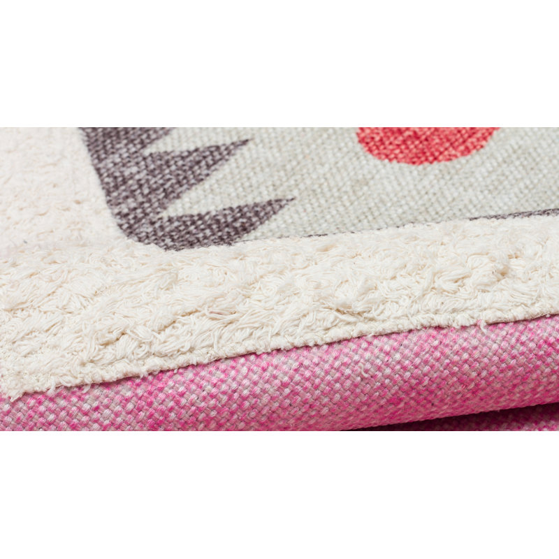 Tapis rose d'intérieur / extérieur en coton tissé à la machine Iyleen, Rectangle 5 pi 2 po x 7 pi 7 po