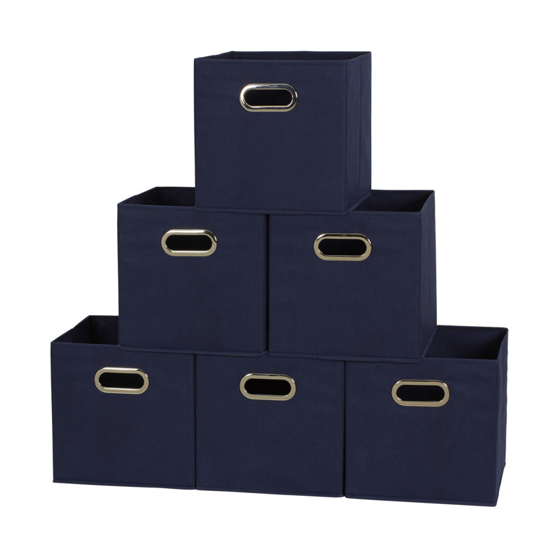 Bacs de rangement ouverts en tissu, Marine