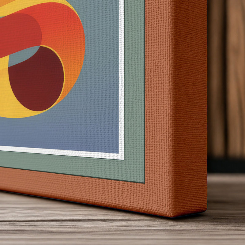 Spiral Ribbon Geometric - Wrapped Canvas, 36x24 - 91.4 x 61.0 cm, Terracotta Border