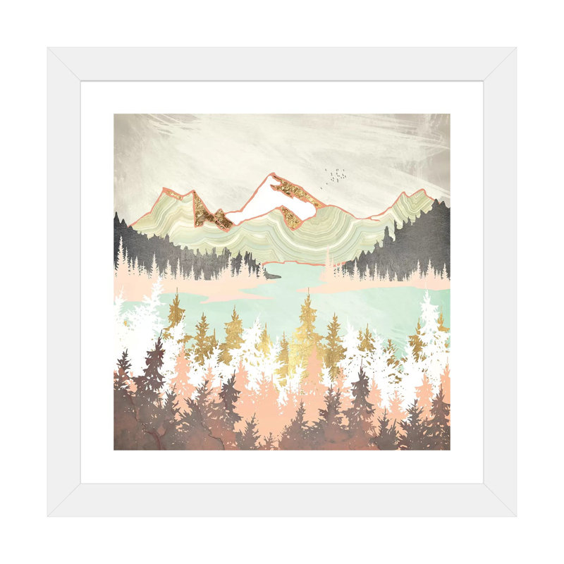 Winter Bay - impression d'art graphique, Papier encadré blanc, Blanc, H 16 po x l 16 po x p 1 po