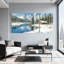 Hiver, forêt, paysage d'hiver, chalet, montagnes enneigées, rivière, arbres, ensemble de 3 impressions sur toile-21616000