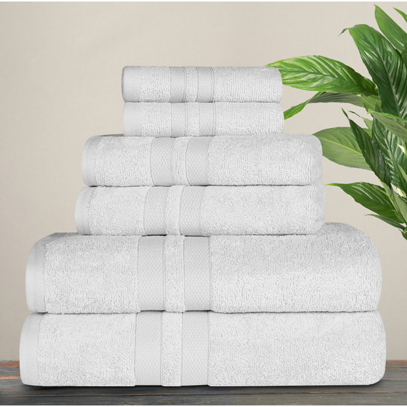Ensemble de serviettes douces en coton à 100 % de six articles Amoy, Argent