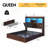  Farmhouse Full Bed Frame With LED Storage Bookcase Headboard & Charging Station, Rustic Brown-1799709062-1799709060