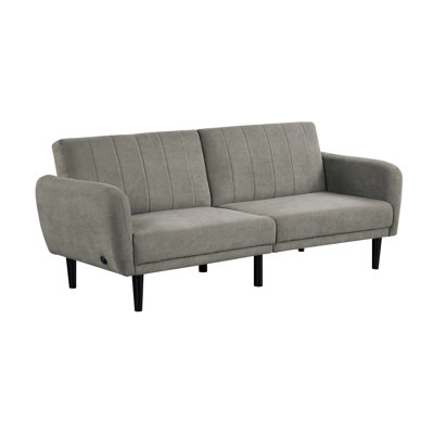 Upholstered Futon Sofa With Channeled Back