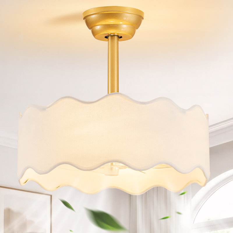 Ventilateur de plafond en cage 18 po avec lumière et télécommande Boho, ventilateur de plafond doré avec lumière, ventilateur de plafond Coastal Chandelier pour chambre à coucher, salon, chambre de bébé