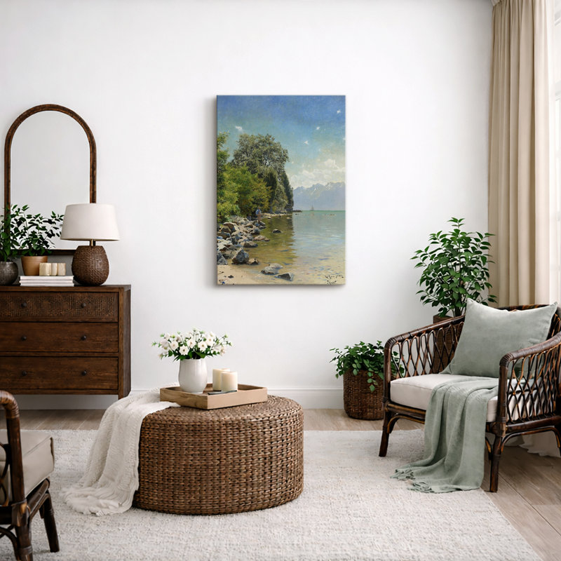 Serene Lakeside Mountain View, H 18 po x l 12 po x P 1,5 po, Toile tendue