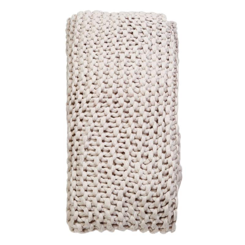 Finn Extra Chunky Hand-Knit Organic Throw - Taupe 60x50