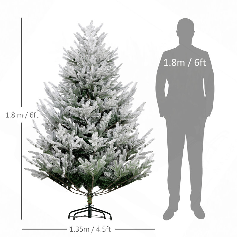 Arbre de Noël 6 pieds, arbre de Noël à charnière en pin avec 795 branches réalistes, base en acier, ouverture automatique