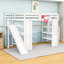 Lit mezzanine double en bois avec bureau, glissoire, tablettes et panier de basketball-1446063966