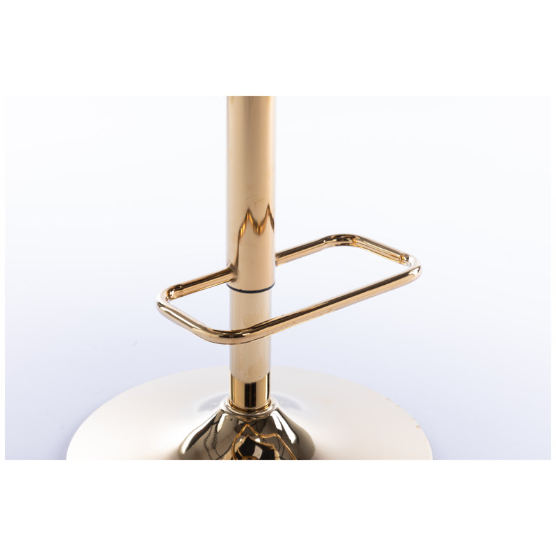 Ensemble de 2 tabourets de bar pivotants modernes à hauteur réglable - Tabourets de comptoir rembourrés en velours ivoire avec structure en métal doré et repose-pieds chromé pour îlot de cuisine