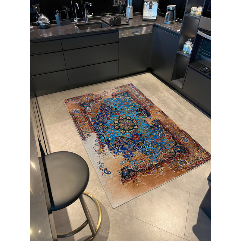 Tapis d'intérieur / extérieur en polypropylène tissé à la machine Ruthella, Rectangle 4 pi 11 po x 8 pi 2 po