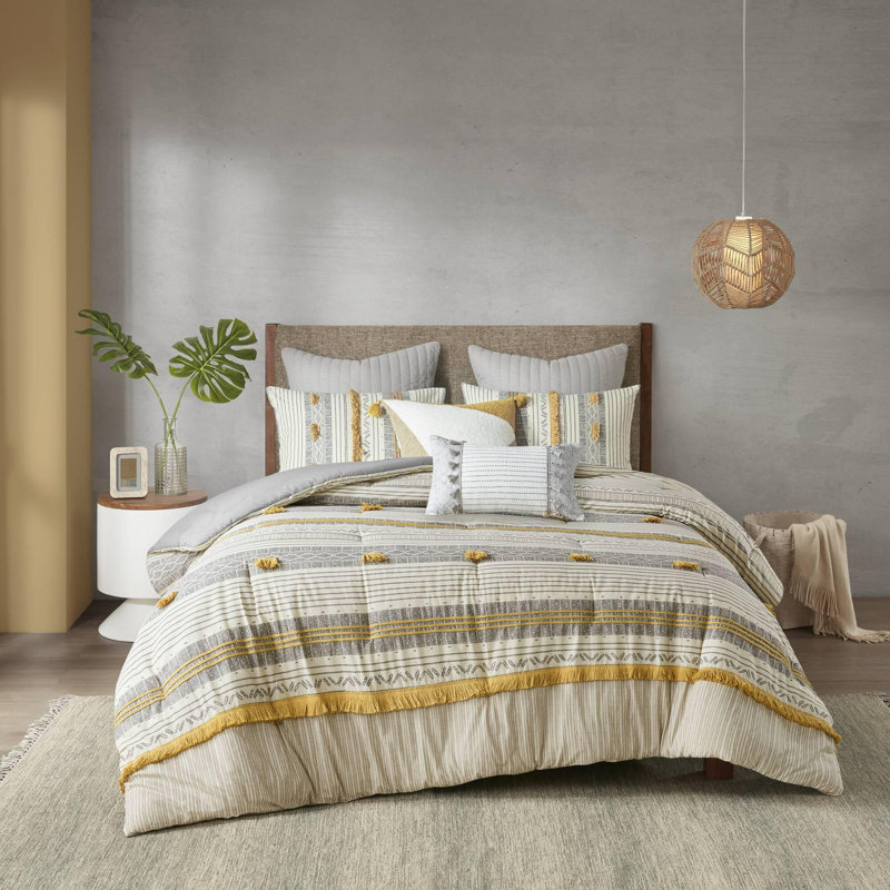 Ensemble d'édredon en coton 3 pièces, Édredon pour grand lit + 2 taies décoratives