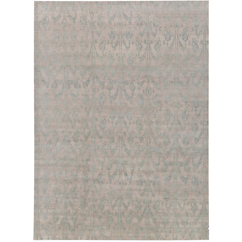 Tapis gris noué à la main de haute qualité